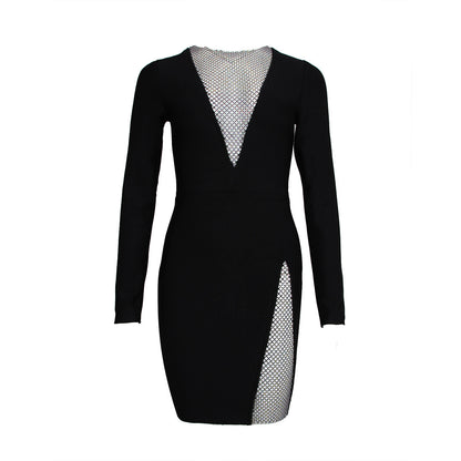 Long-sleeved Mini Black Dress