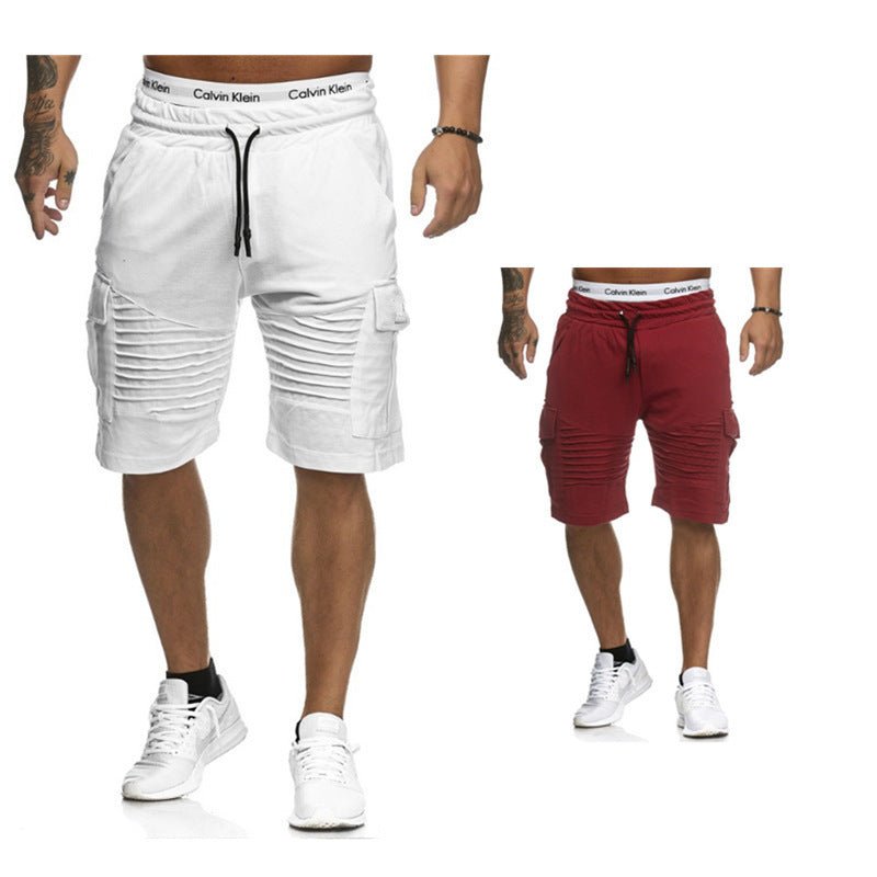 Men's Pleated Drawstrings Shorts