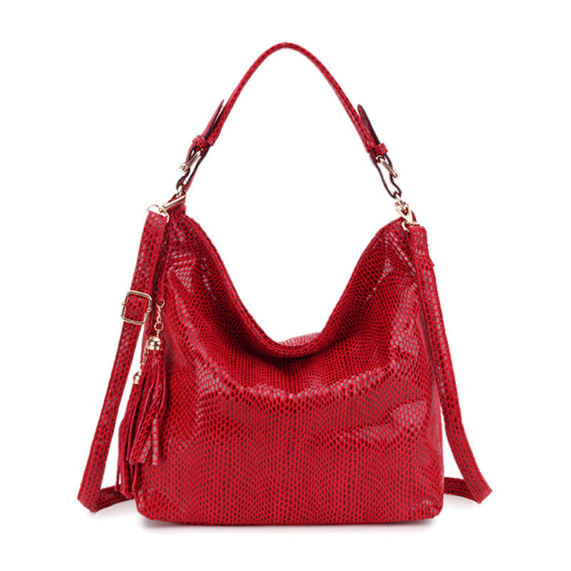 Ladies' Snake Pattern Crescent Handbag