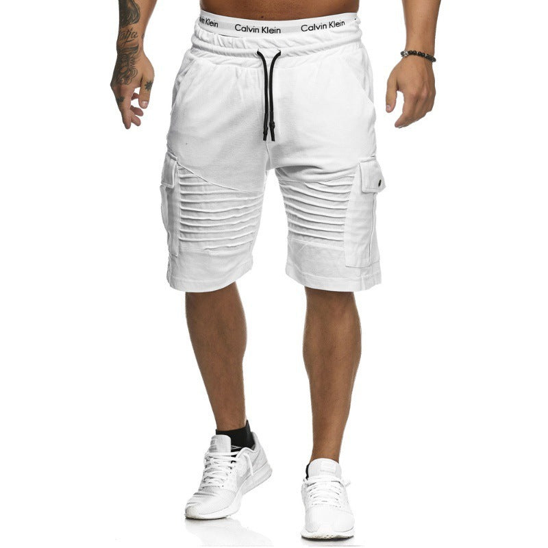 Men's Pleated Drawstrings Shorts