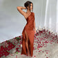 Women's Satin One-shoulder Split Dress