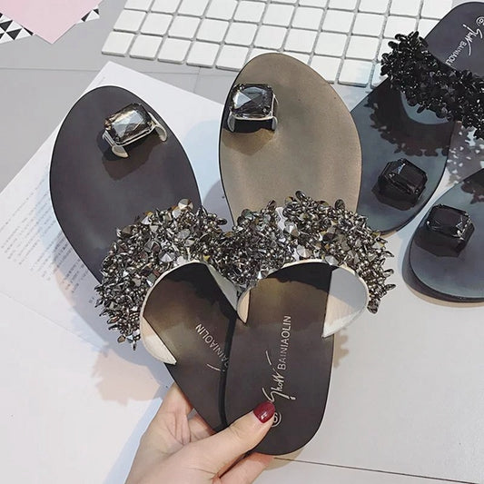 Women's Push Toe Rhinestone Sandals
