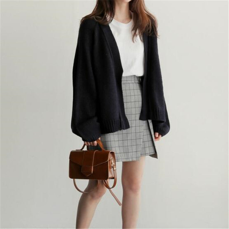 Simple Short Knitted Loose Cardigan For Women