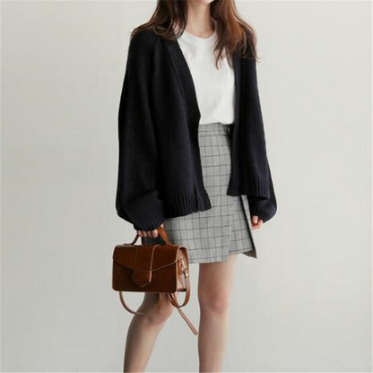 Simple Short Knitted Loose Cardigan For Women