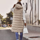 Solid Color Sleeveless Down Long Winter Jacket