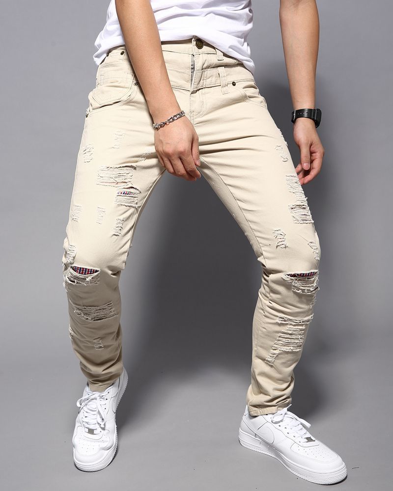 Double Waist Ripped Cargo Trousers