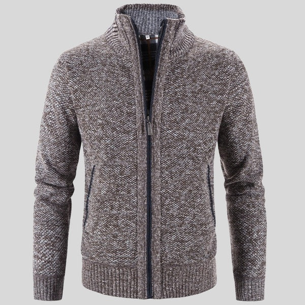 Solid Color Stand Collar Jacket Cardigan For Men