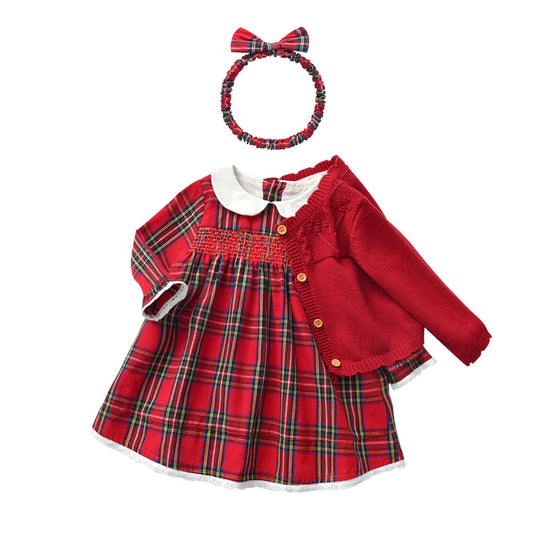 Girls Checked Dress Set