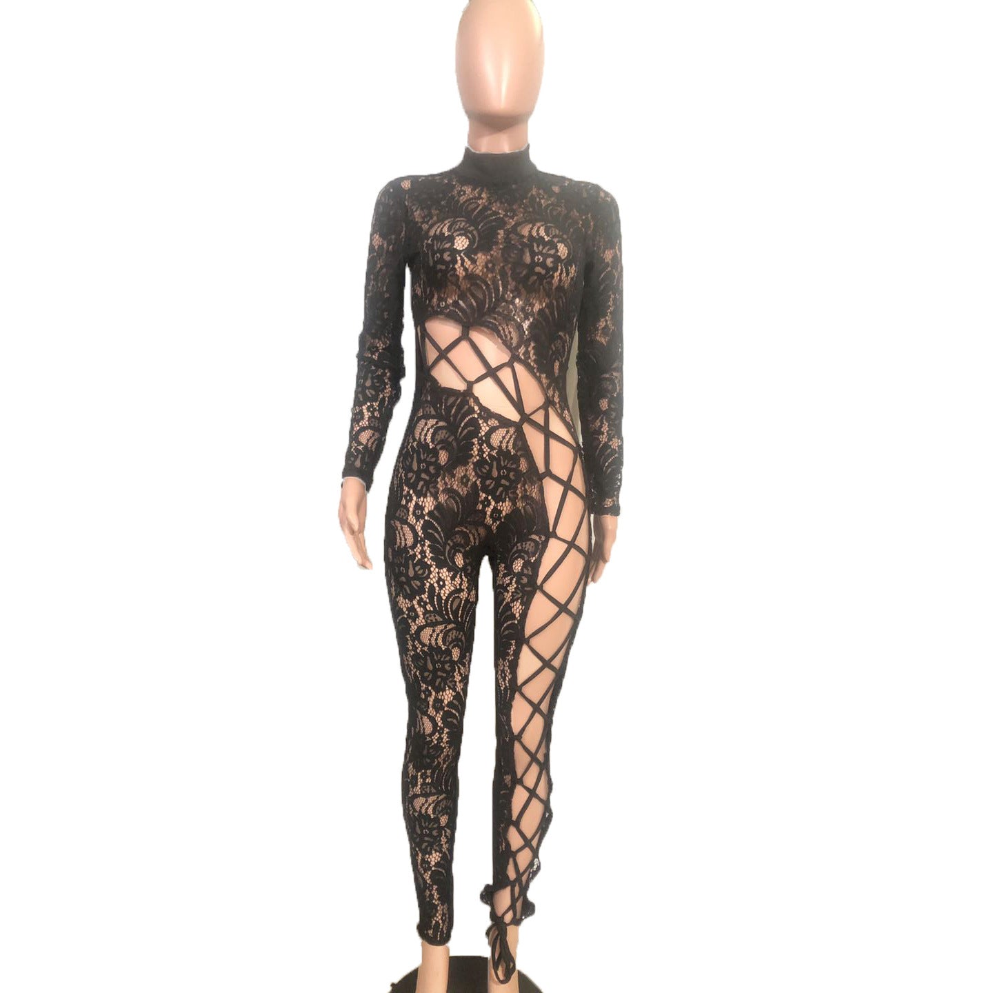 Skinny Lace Stitching Jumpsuit