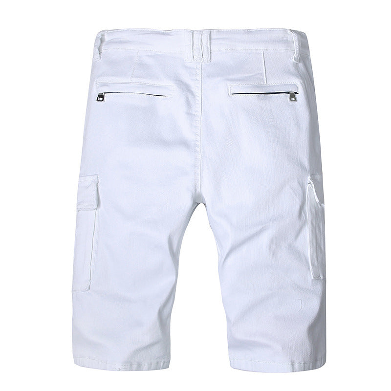 Men's White Slim Fit Denim Shorts