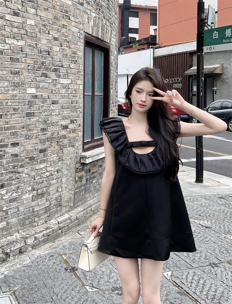 Women's French Retro Ruffle Dress