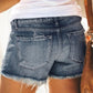 Women's Ripped Fringed Denim Shorts