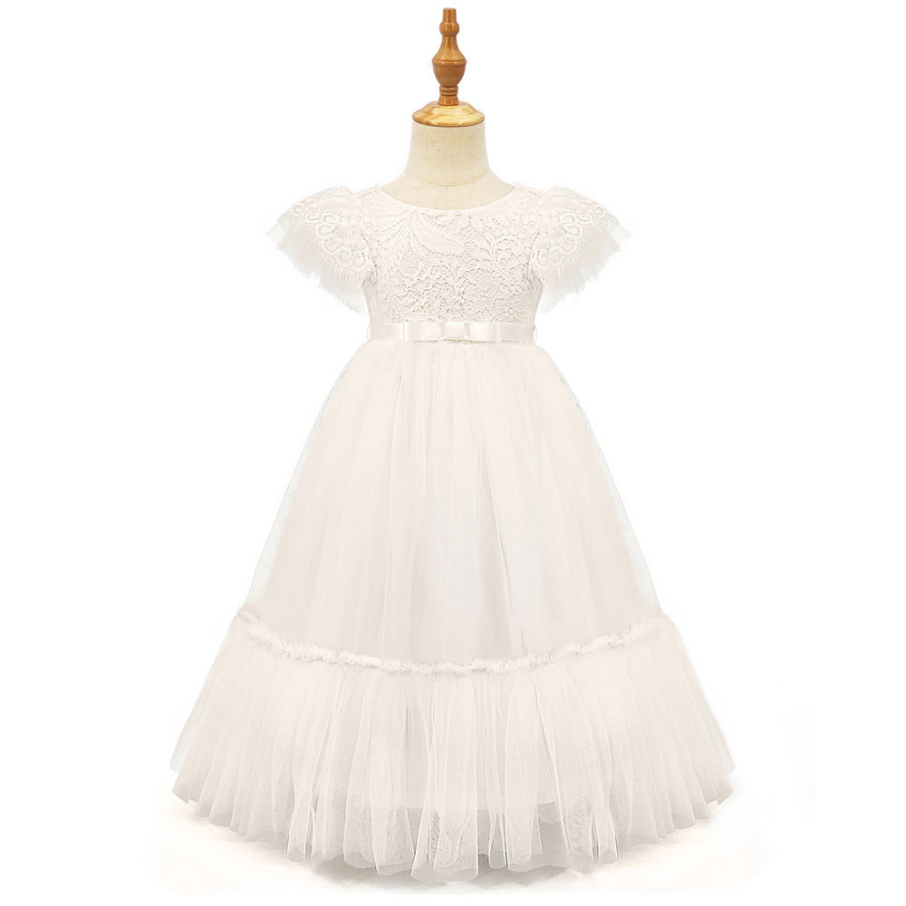 Girl's Flying Sleeve White Dress