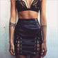 Leather Splicing Mini Skirt