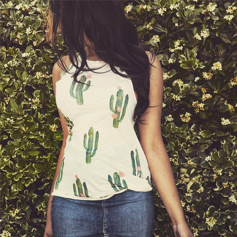 Women's Cactus Print T Shirt