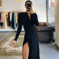 Black V-neck Dress