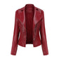 Beaded Leather Long-Sleeved Motorcycle Jacket
