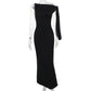 One-shoulder Ribbon Long Evening Dress
