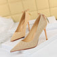 Ladies Stiletto Gold Shoes