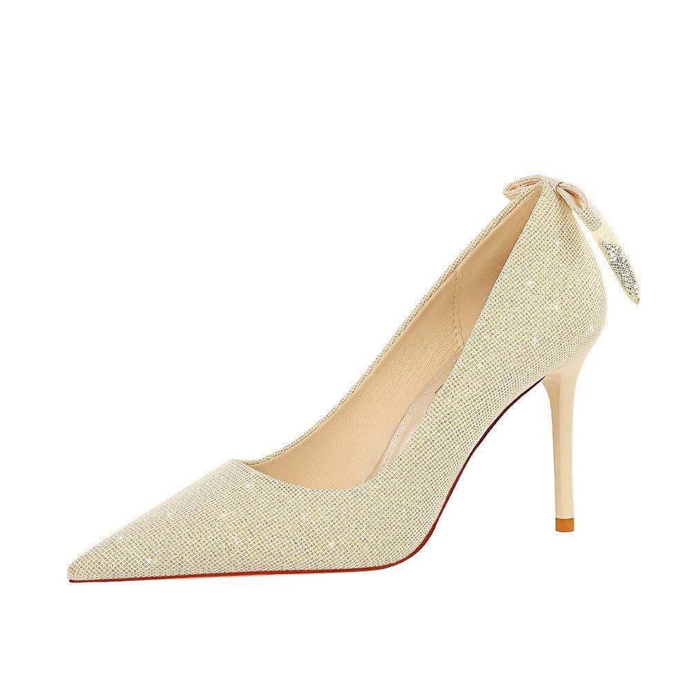 Ladies Stiletto Gold Shoes