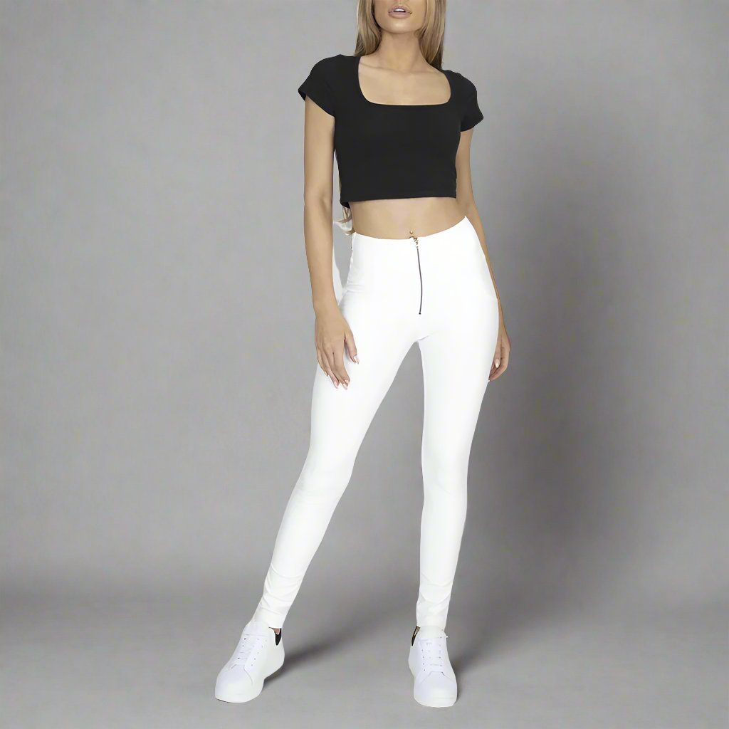 White Faux Leather Pants