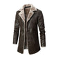 Plush Single-breasted PU Leather Jacket