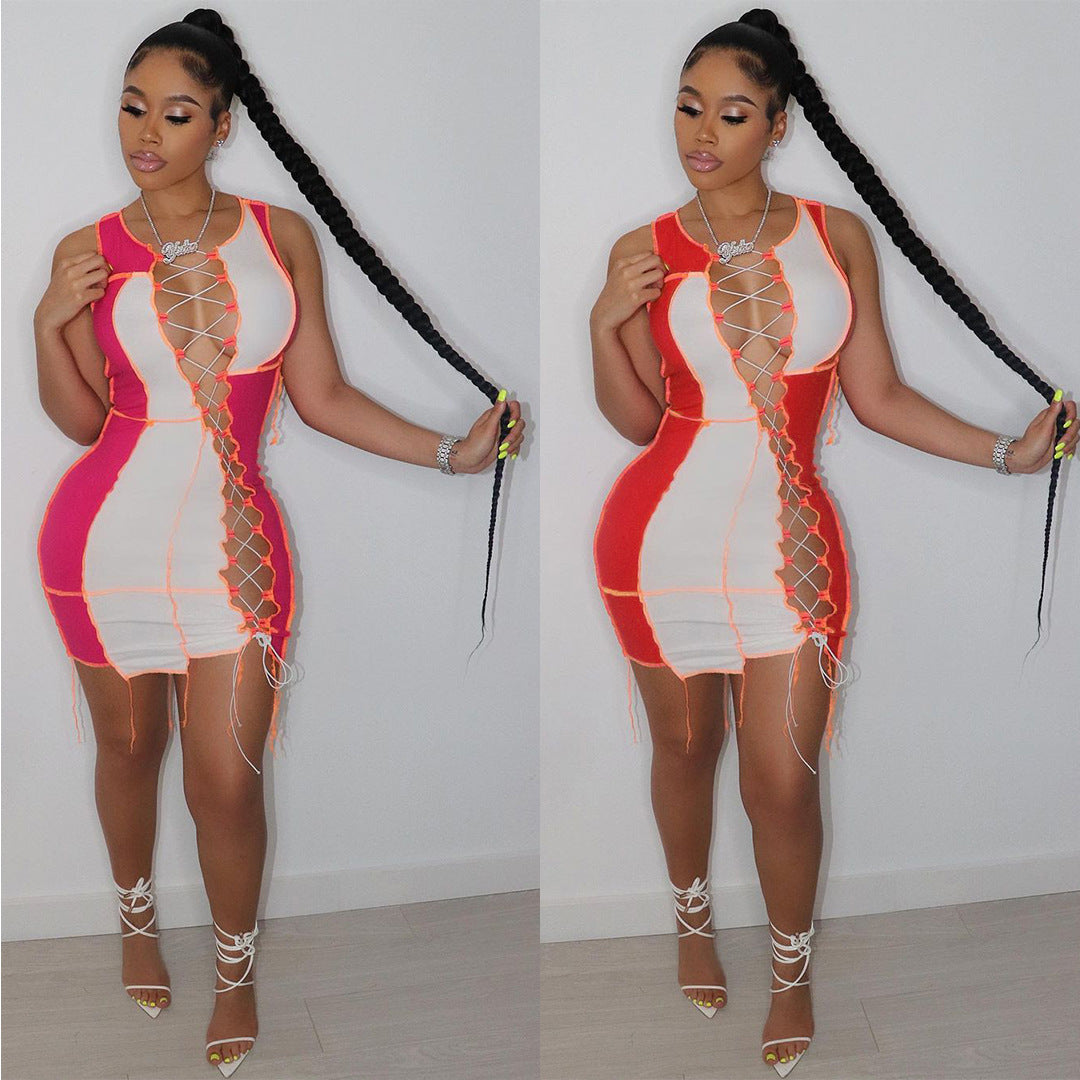 Women's Cotton Blend Tie Dress