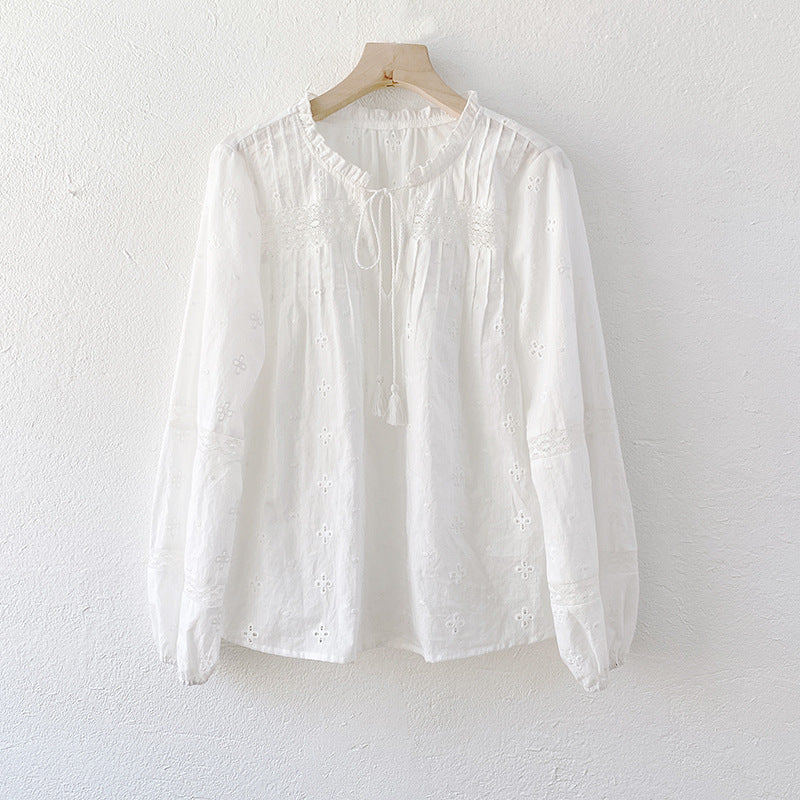 French White Cotton Blouse