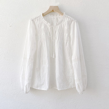 French White Cotton Blouse