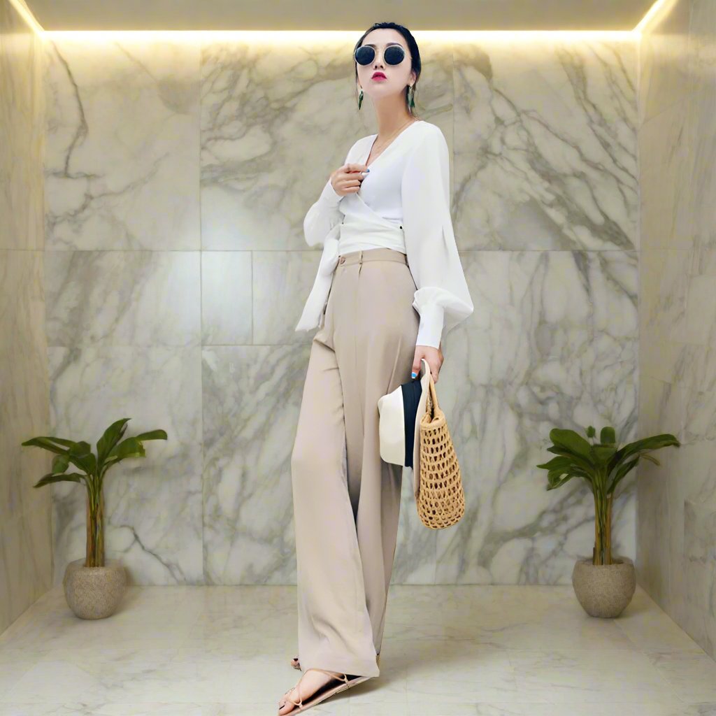Front Seam Wide Leg Dress Pants