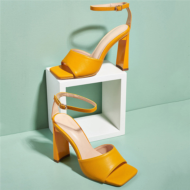Women's Open-Toe Buckle -Style High Heels