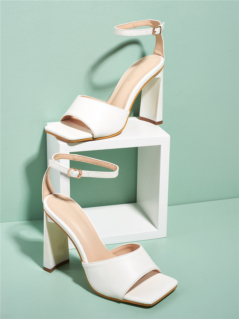 Women's Open-Toe Buckle -Style High Heels