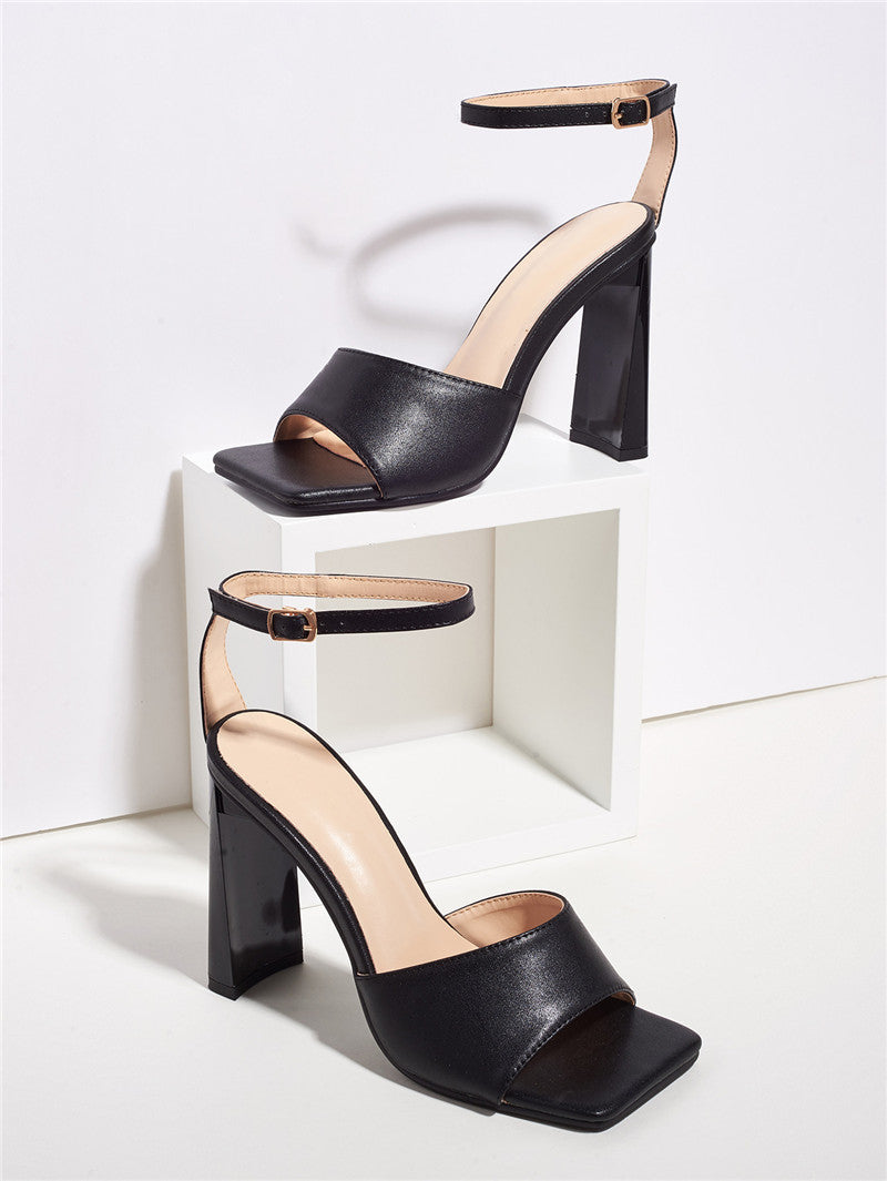Women's Open-Toe Buckle -Style High Heels