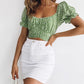 Petal-sleeved Midriff Top
