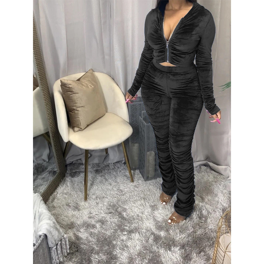 Women's Zippered Sports 2 Pcs Set