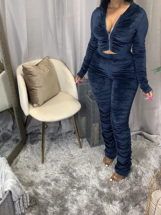 Women's Zippered Sports 2 Pcs Set