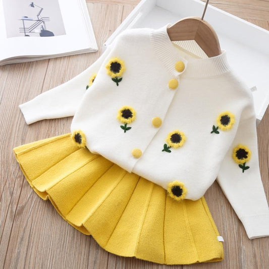 Girl's 2 Pcs British Knit Suit