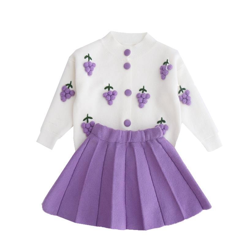 Girl's 2 Pcs British Knit Suit