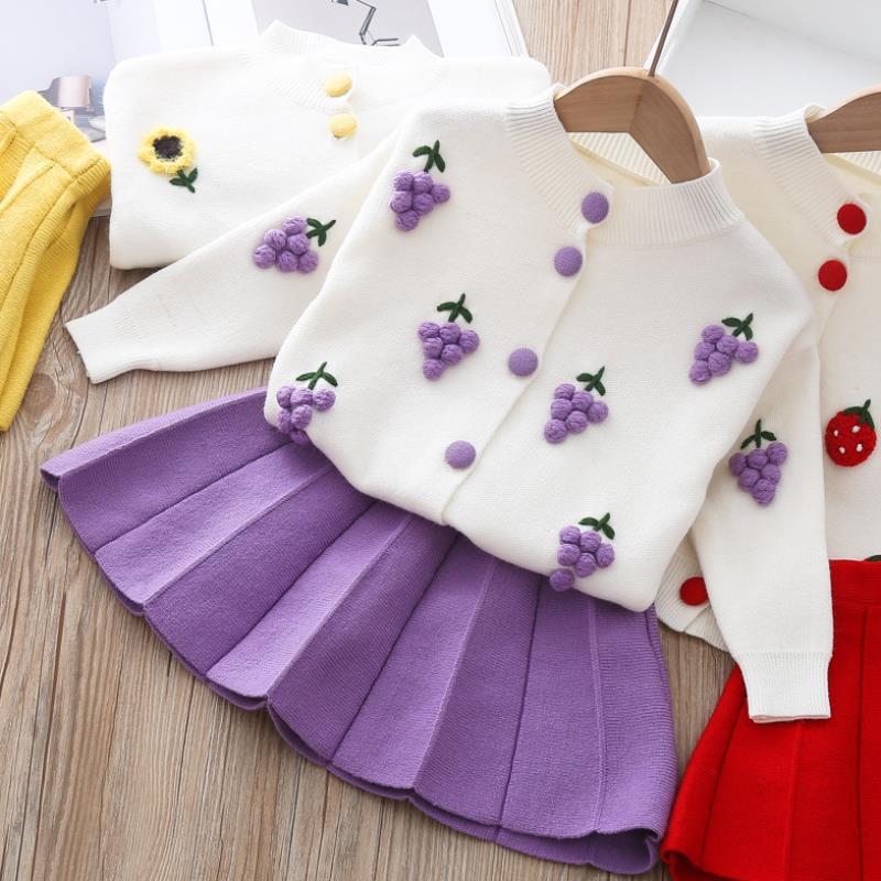 Girl's 2 Pcs British Knit Suit