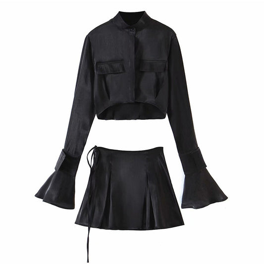 Spice Girl Satin Bandage Skirt Suit