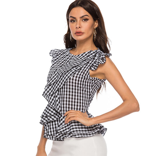 Women's High Waist Plaid Top