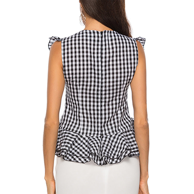 Women's High Waist Plaid Top