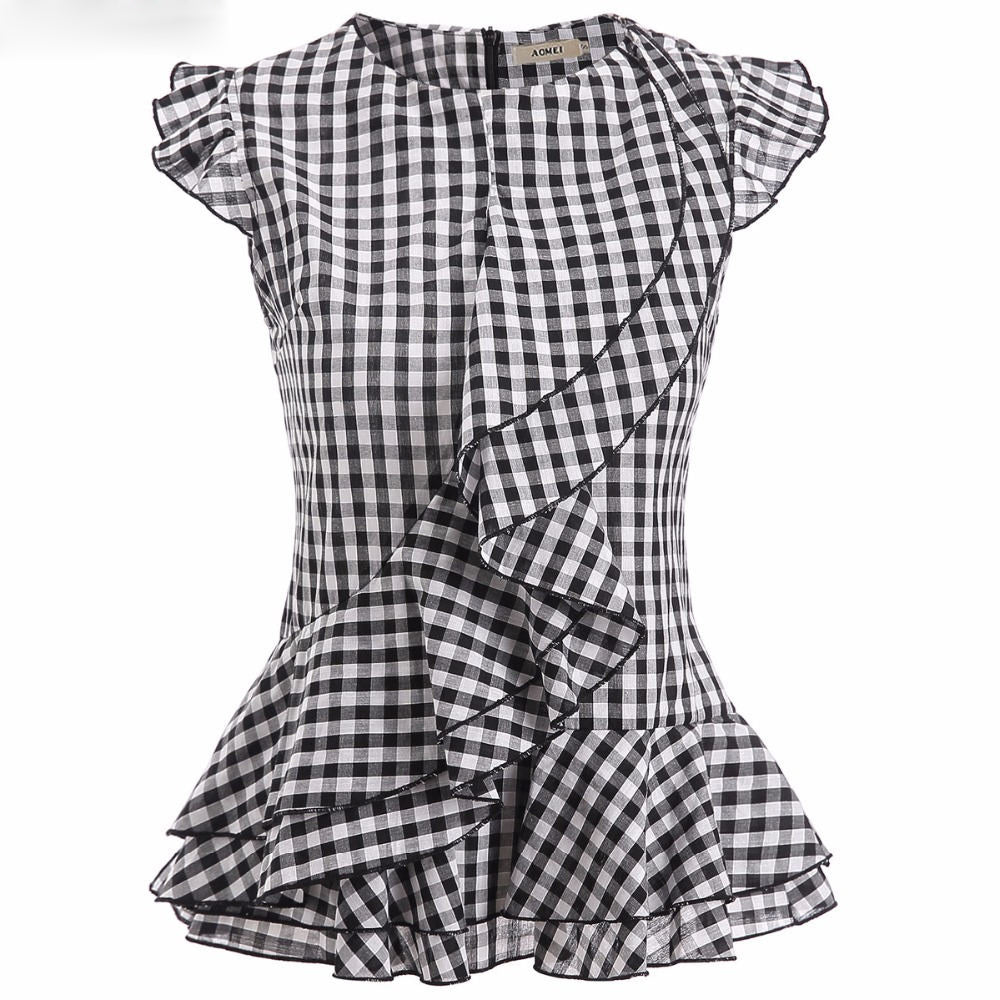 Women's High Waist Plaid Top