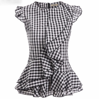 Women's High Waist Plaid Top