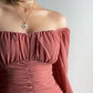 Off-the-Shoulder Ruched Bell Sleeve Dress