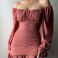 Off-the-Shoulder Ruched Bell Sleeve Dress
