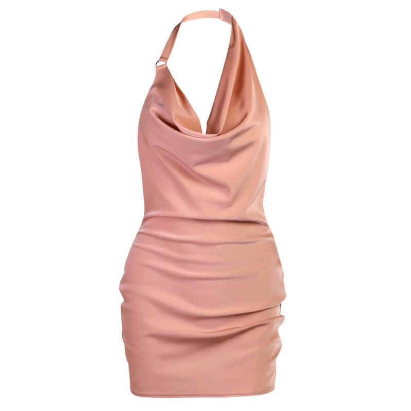 Satin Cold Neck Mini Dress