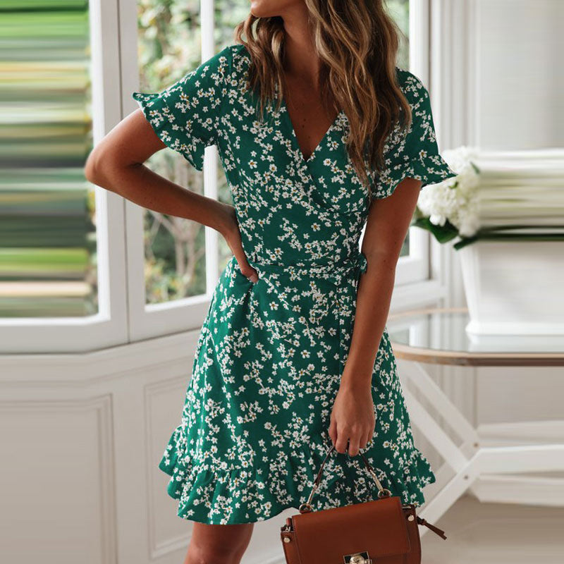 Floral One-Piece Chiffon Dress