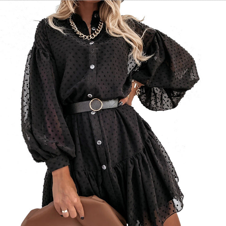 Women's Puff Sleeve Shirt Dress