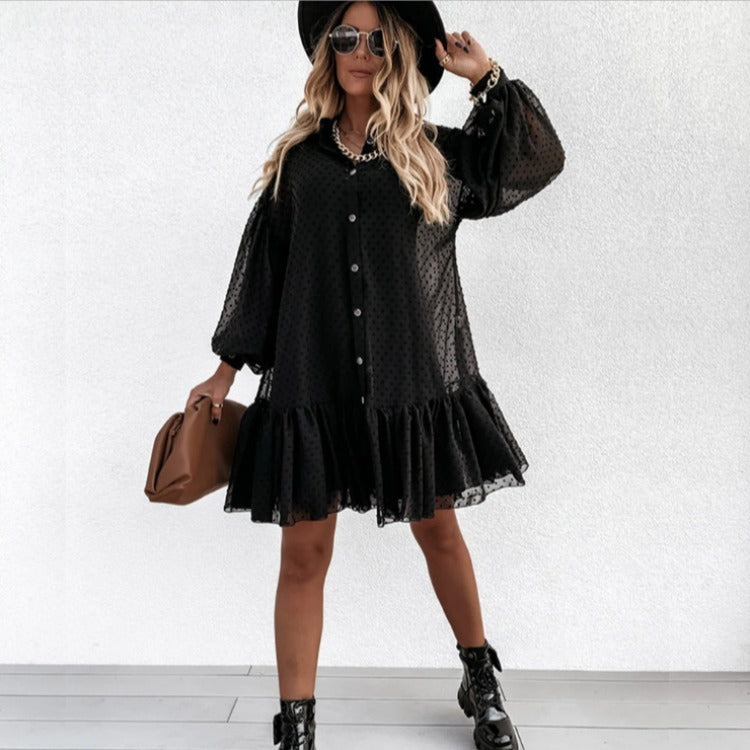 Women's Puff Sleeve Shirt Dress